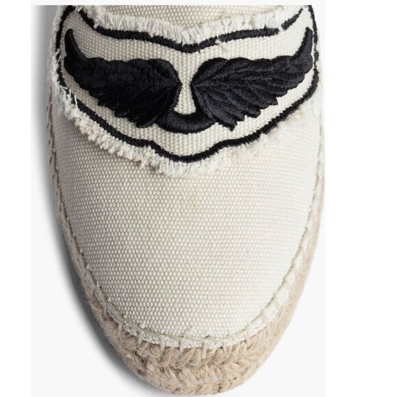 Zadig & Voltaire Canvas Espadrille Slip on Flat, Cream/Black, Size 11, NWOT - Picture 15 of 16